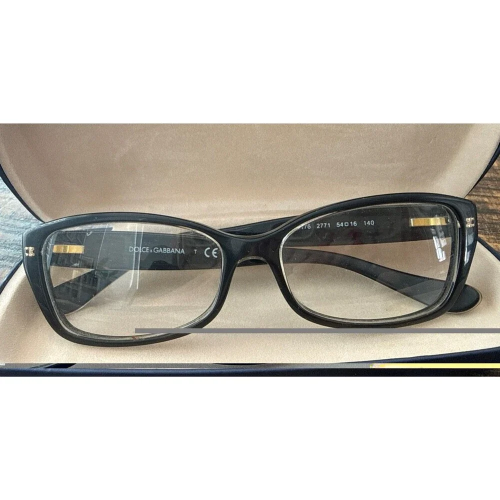 Dolce And Gabbana Eyeglass Frames In A Dark Black with Gold - Frames Only