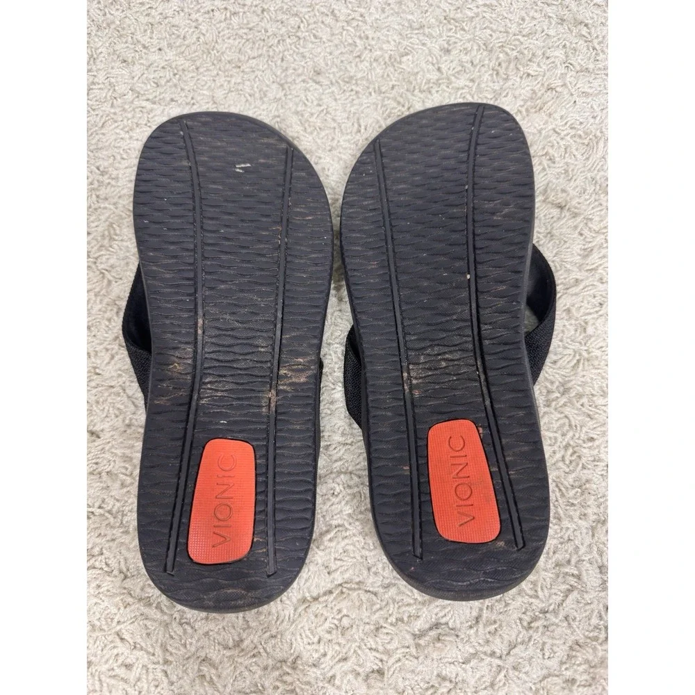 Vionic 44Wave Sandals Black Orthotic Flip Flop Arch Support Comfort Thong M9 W10