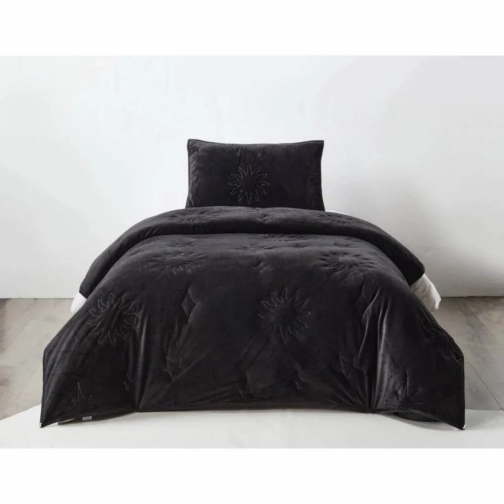 Celestial Garden Twin Velvet Embroidered Comforter Floral
