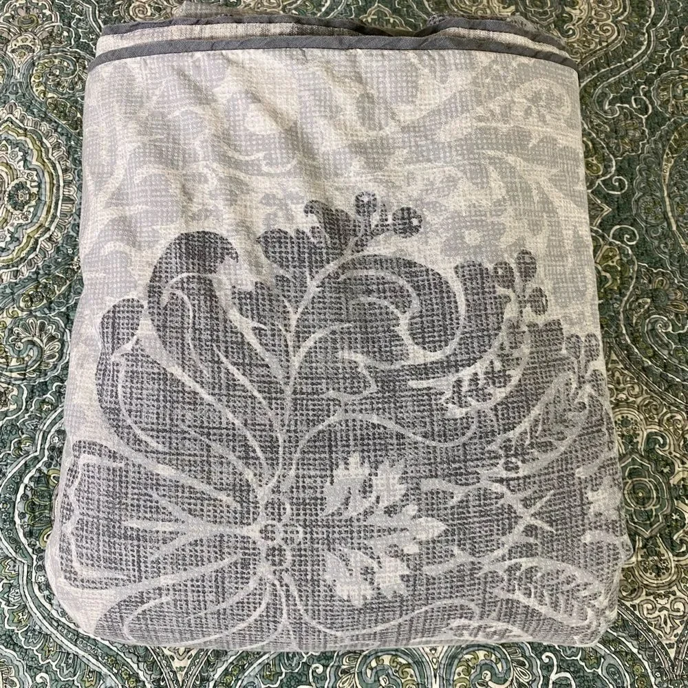 Tahari Gray and White Duvet Cover King