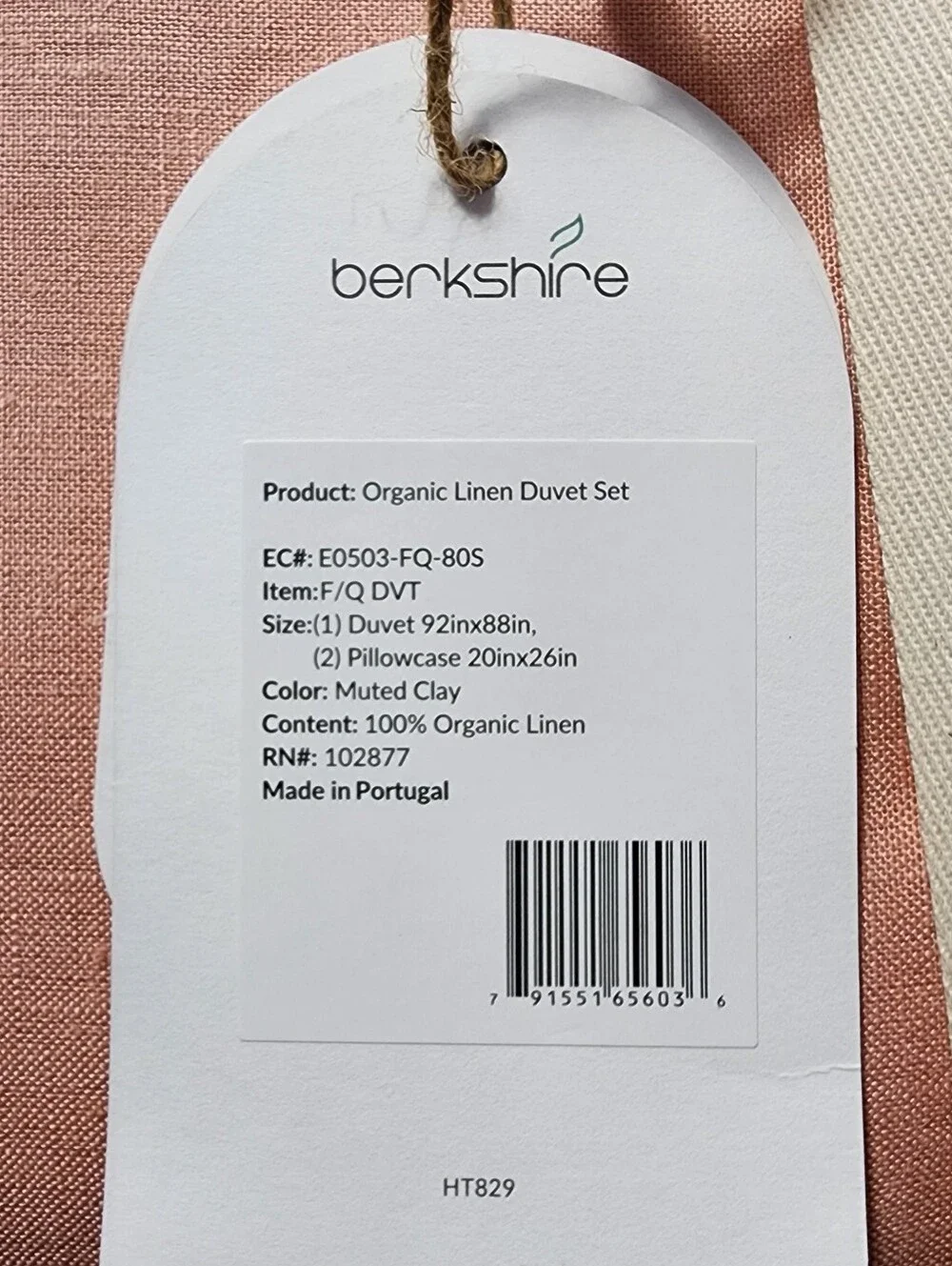 Berkshire 100% Linen Full/Queen Duvet and Pillowcase Set in a Dusty Rose Color