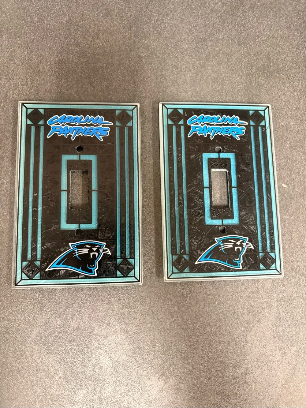 Retro Carolina Panthers Art Glass Switch Light Cover Plate - Set of 2