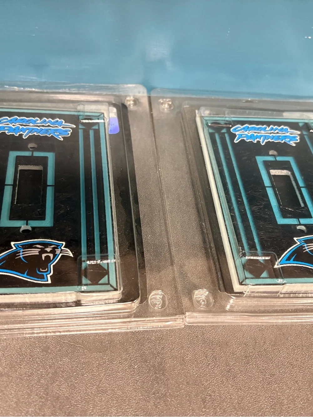 Retro Carolina Panthers Art Glass Switch Light Cover Plate - Set of 2