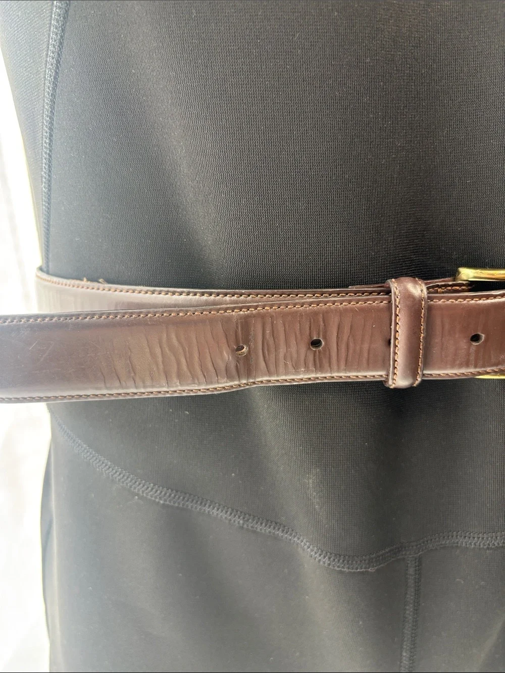 Coach Men's Brown Leather Belt with Gold Buckle