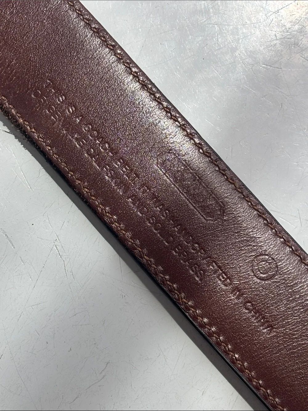 Coach Men's Brown Leather Belt with Gold Buckle