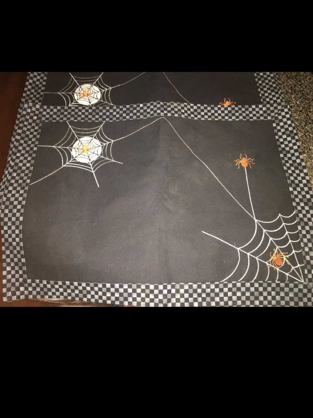 Halloween Spiderweb Set Of 4 Table Placemat Set in Black and Orange