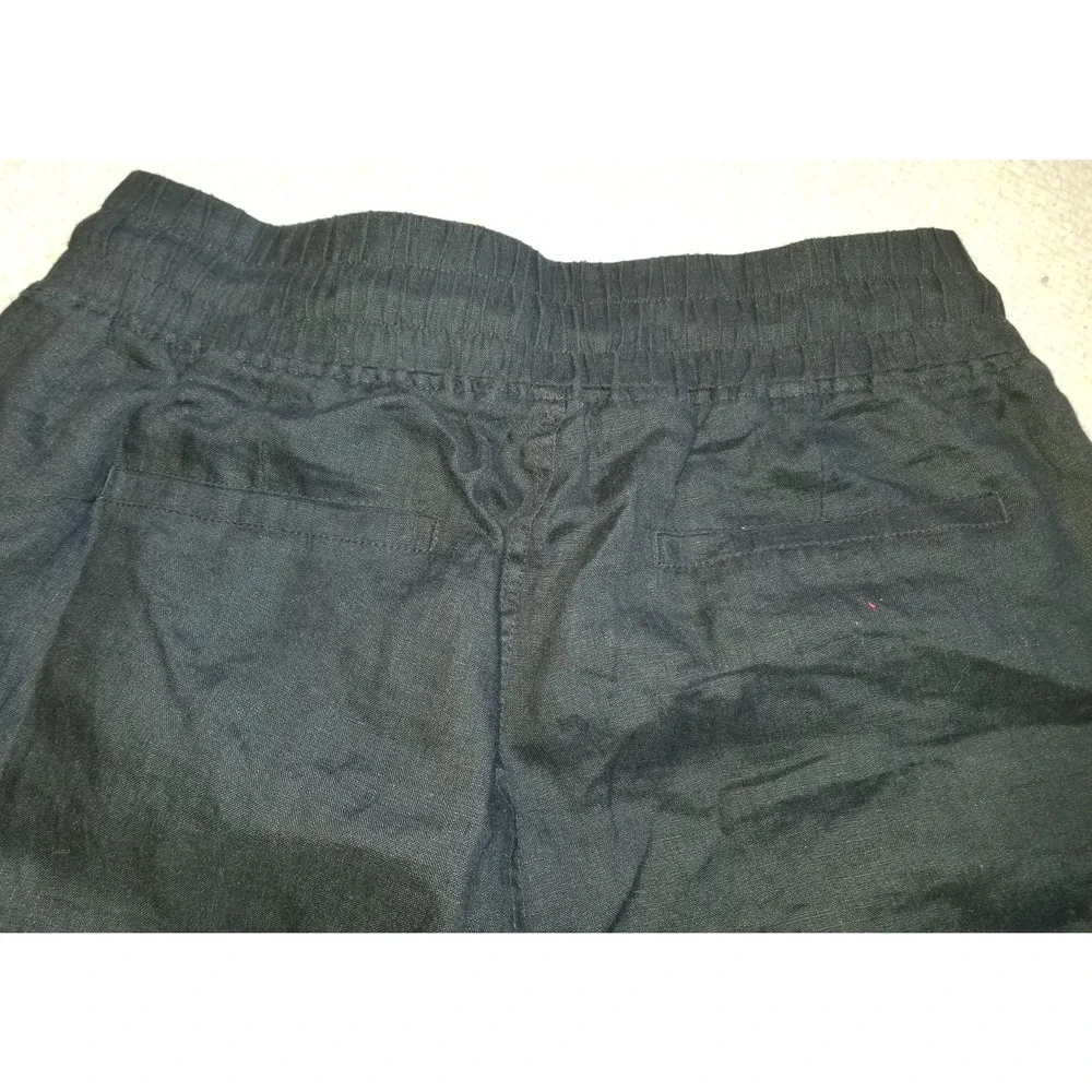 NWT Womens Pants-QUINCE-black European linen pull-on wide leg Resort Capsule-L