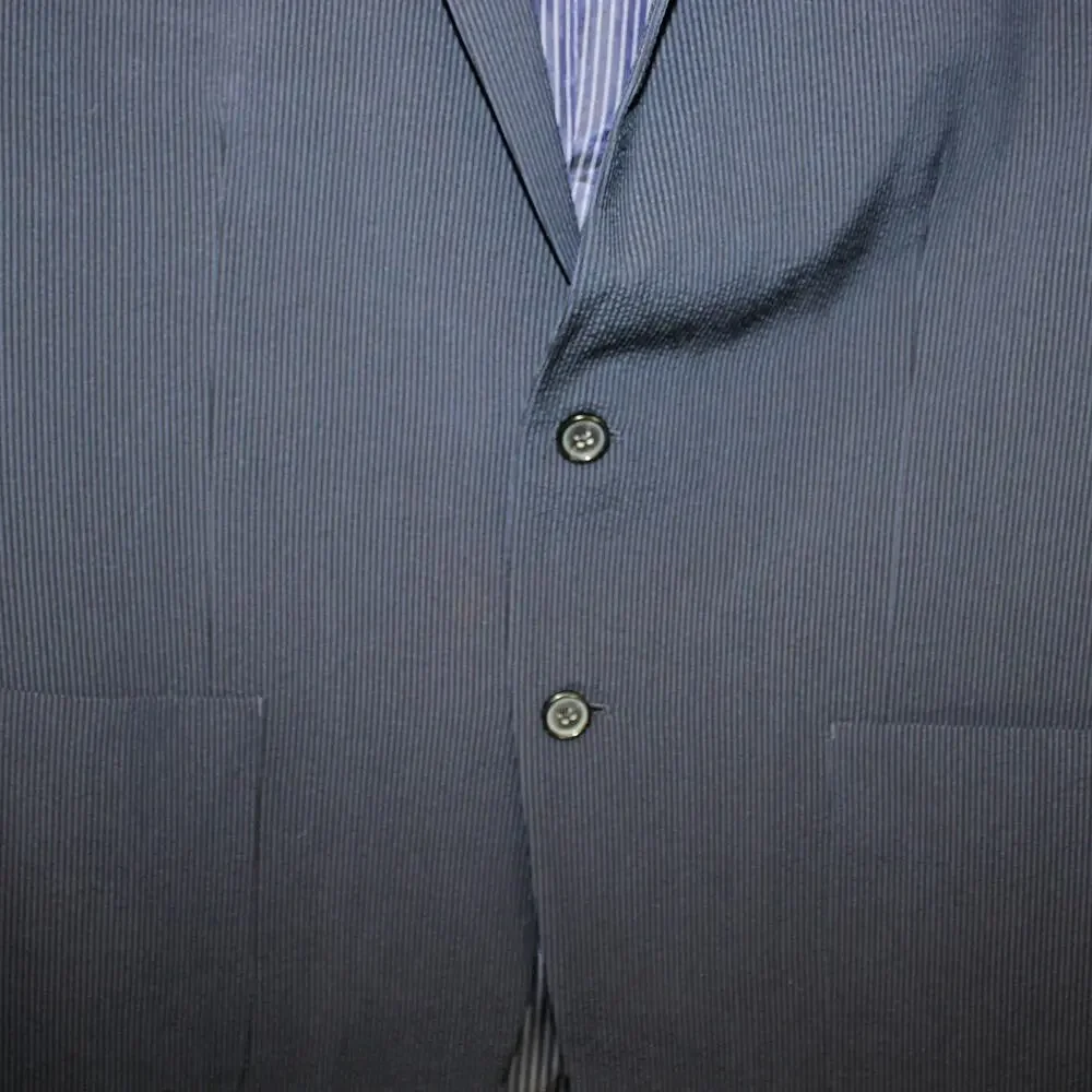 Banana Republic Blazer Jacket Men's Size 44R Herringbone Y2K Classic Pocket Navy