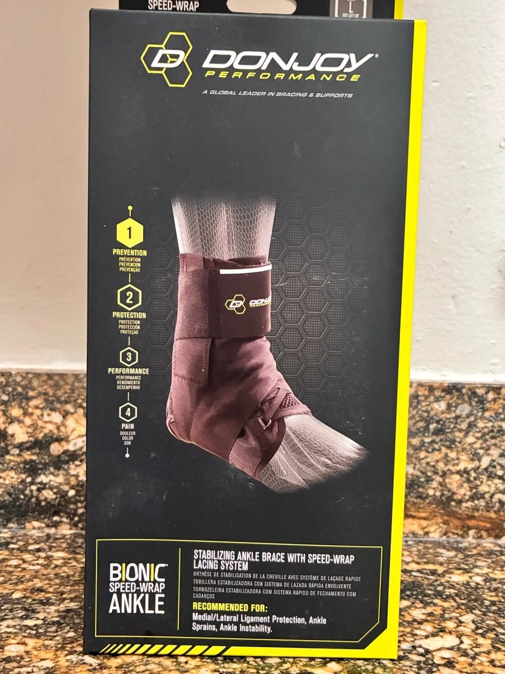 DonJoy Performance Bionic Speed Wrap Ankle Brace Lace-Up - Large - Black