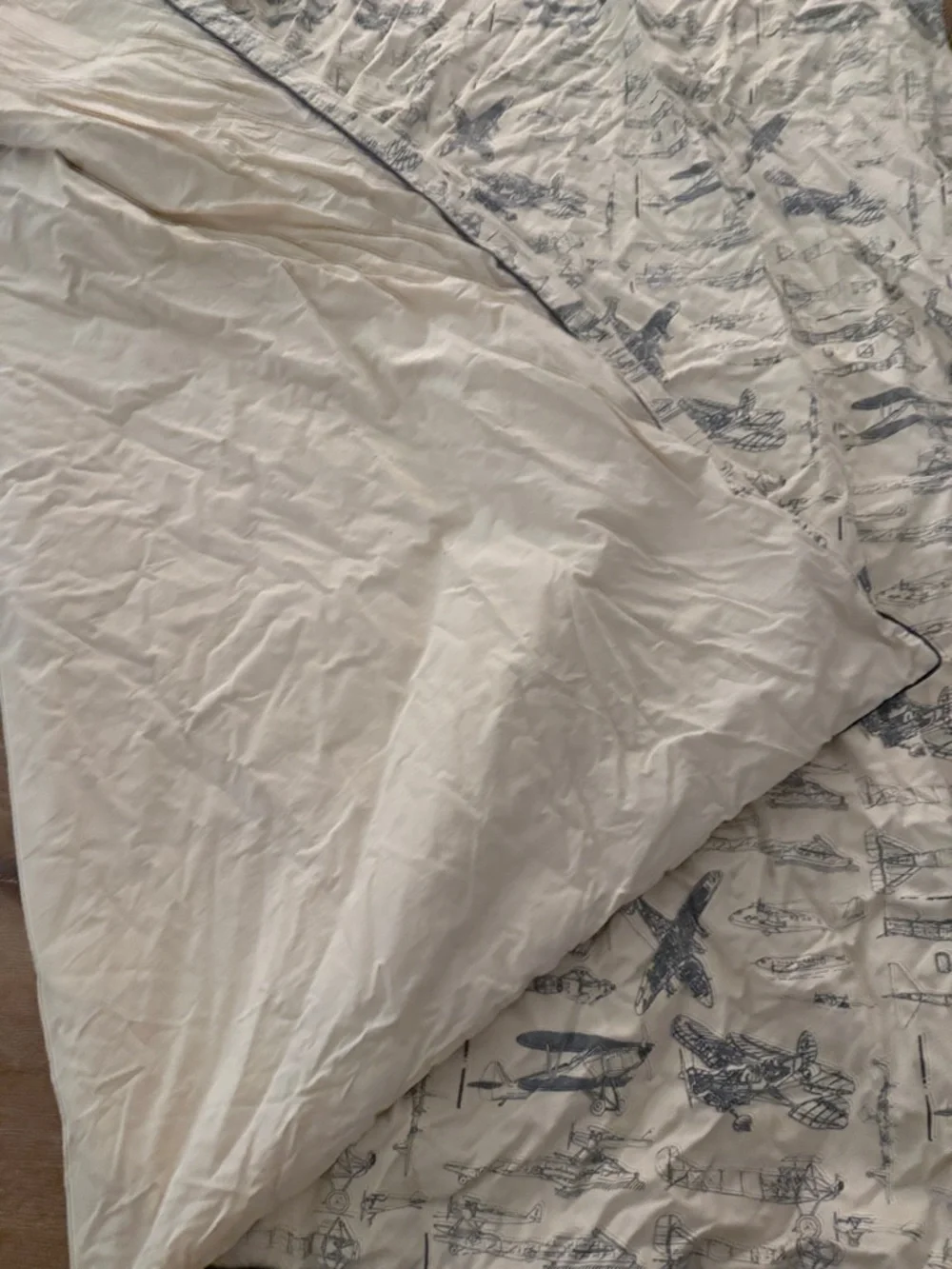 Restoration Hardware Baby & Child Aviation Twin navy & Cream Cotton Duvet Cover