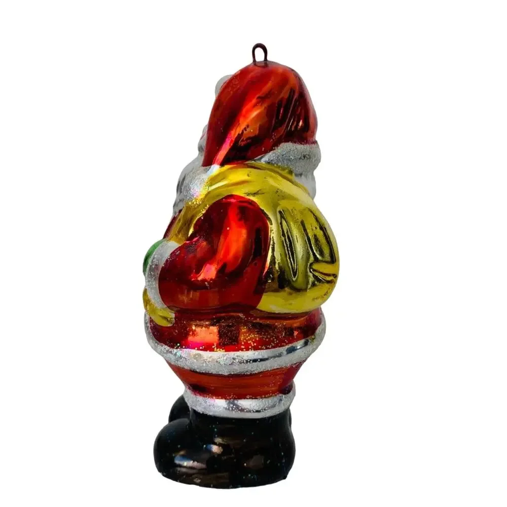 Vintage Metallic Ceramic Santa Ornament by World Bazaar