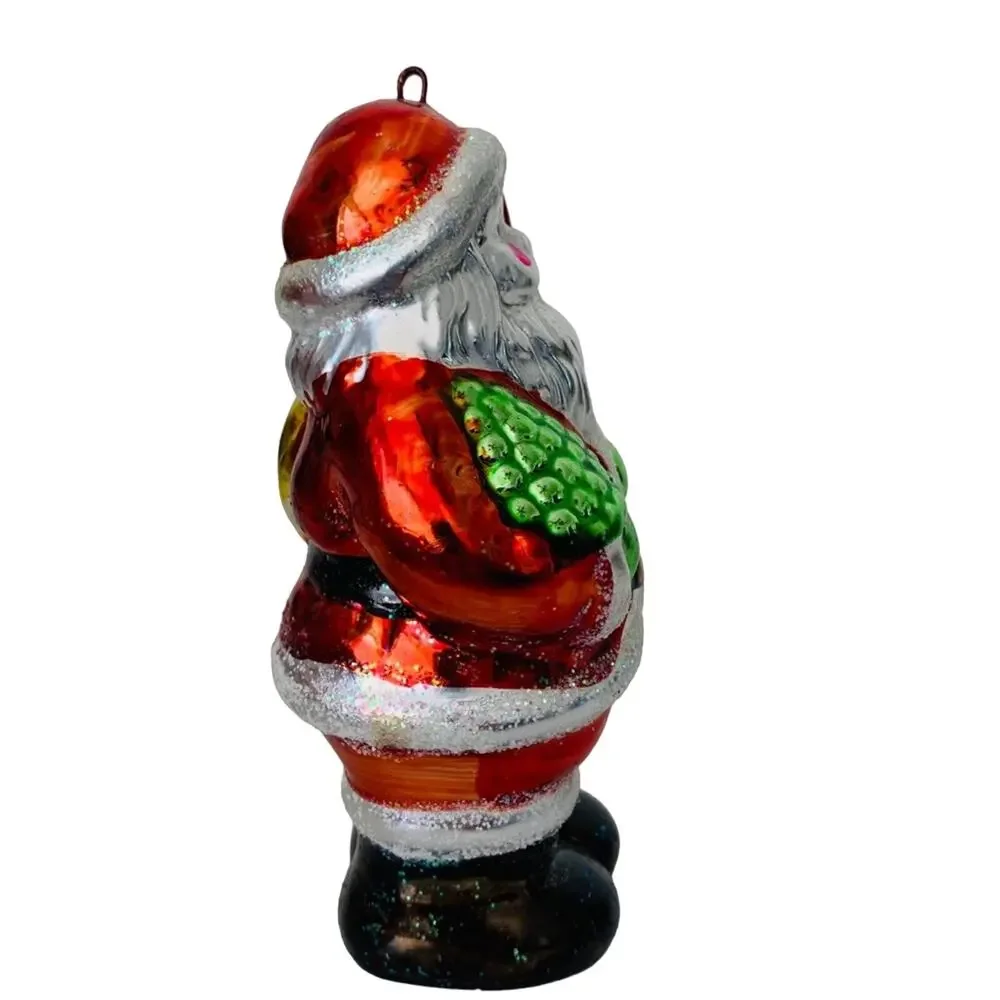 Vintage Metallic Ceramic Santa Ornament by World Bazaar