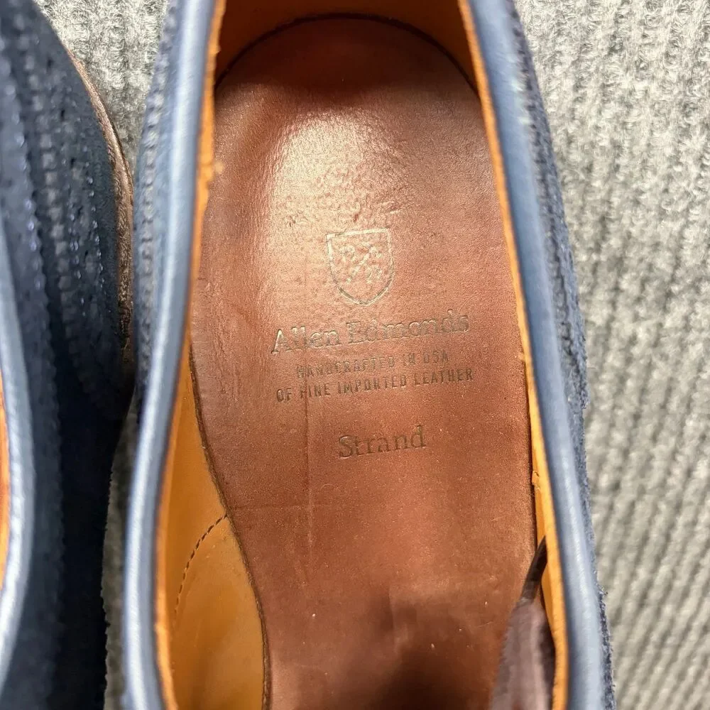 Allen Edmonds Strand Cap Toe Oxfords Navy Blue Suede Dress Shoes Men’s 10 D