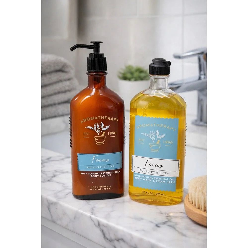 Bath & Body Works Aromatherapy Focus Eucalyptus Tea Lotion & Body Wash‎ Set