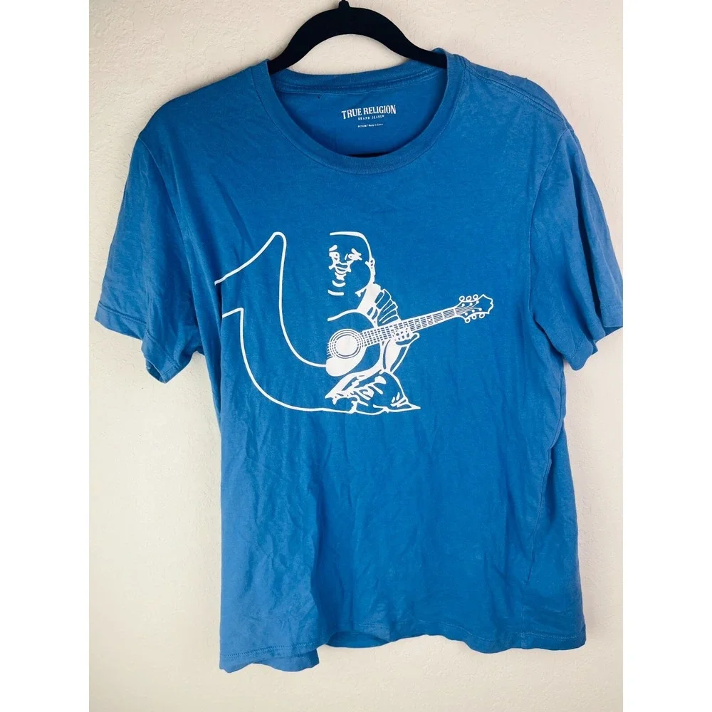 True Religion Half Buddha Horseshoe T Shirt‎ Sz M Federal Blue Crew Rare LE