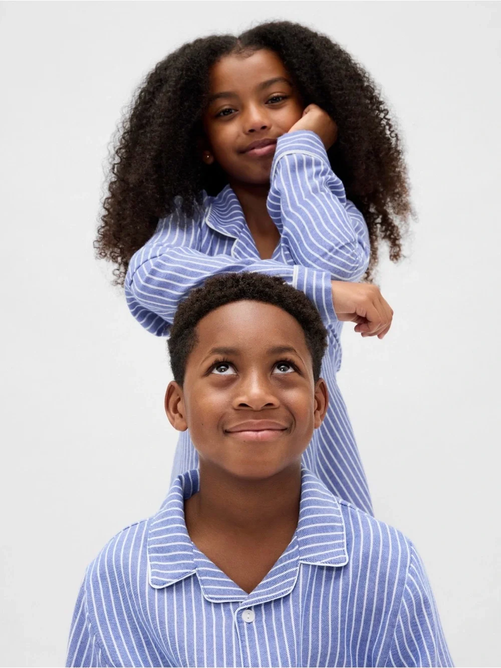 NWT Gap Kids Recycled Flannel PJ Blue Pinstripe Set Sz 14.