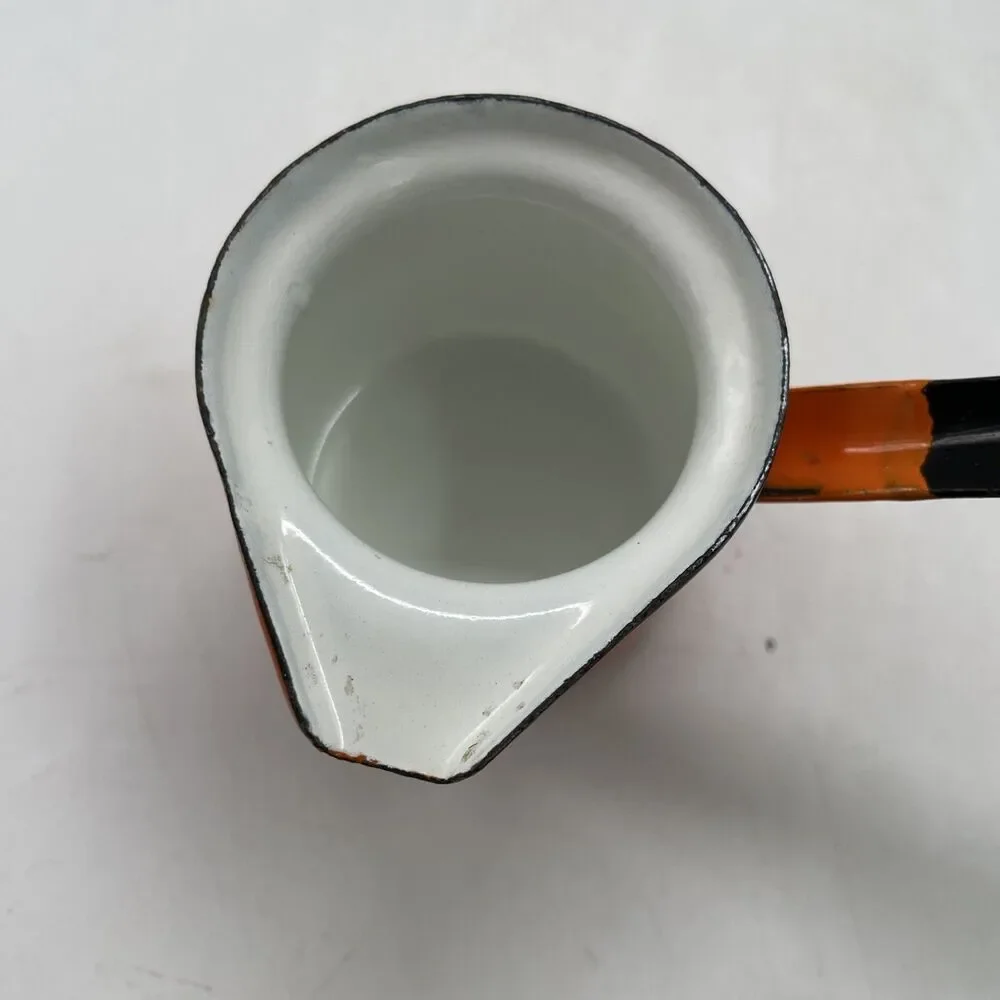 Lot of 2 Enamelware Dipper Kettle Made in Poland Orange Ladle Pourer