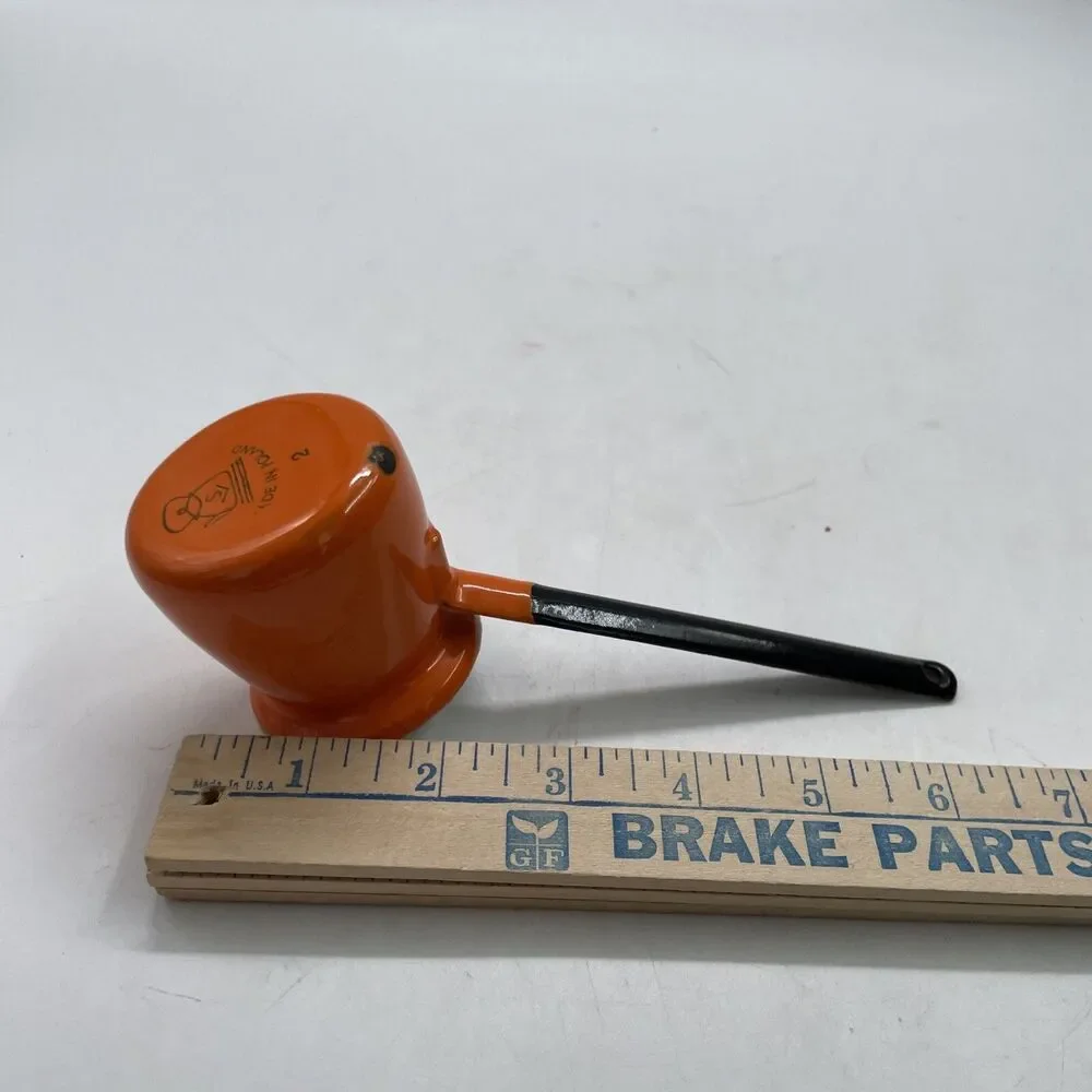 Lot of 2 Enamelware Dipper Kettle Made in Poland Orange Ladle Pourer