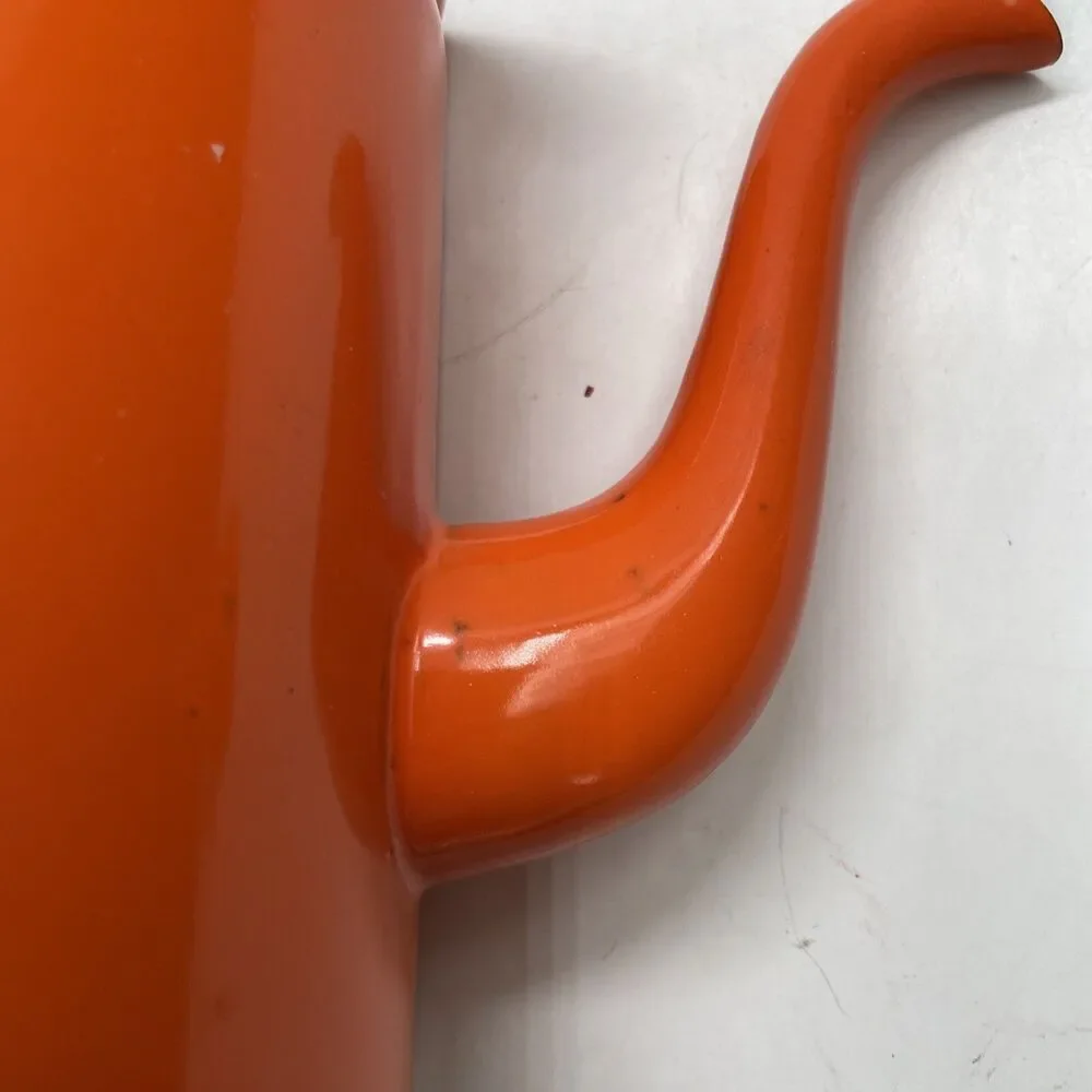Lot of 2 Enamelware Dipper Kettle Made in Poland Orange Ladle Pourer
