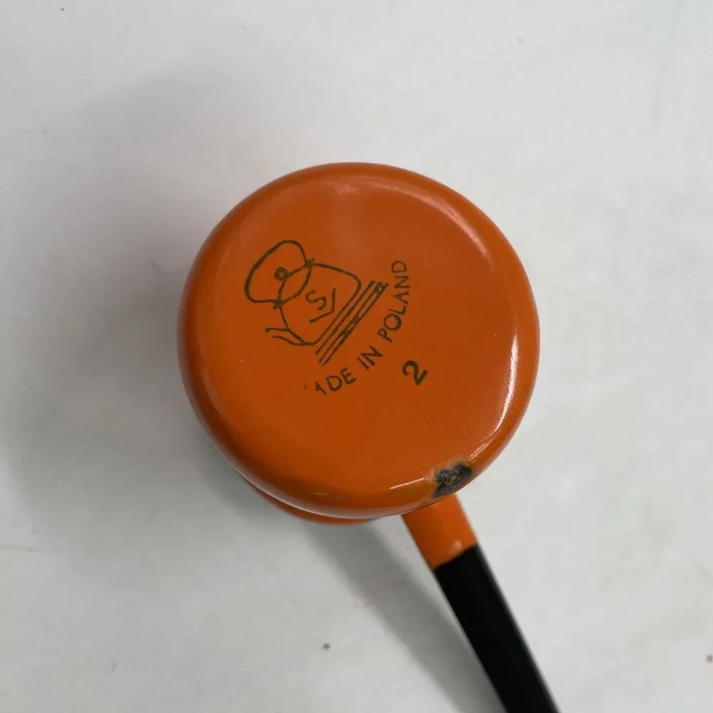 Lot of 2 Enamelware Dipper Kettle Made in Poland Orange Ladle Pourer