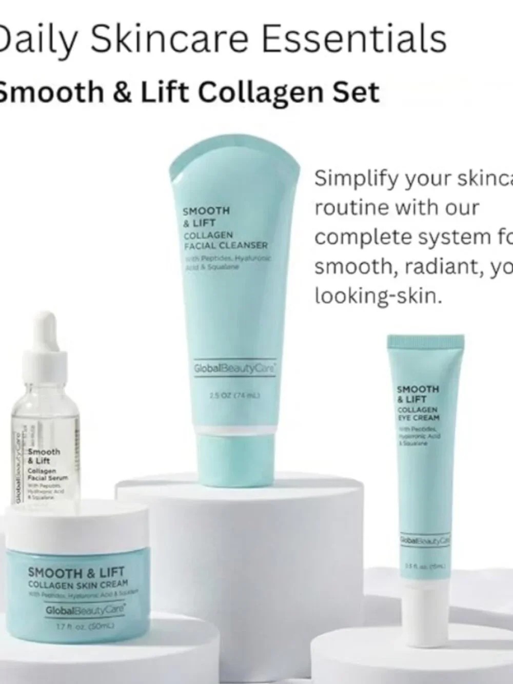 Global Beauty Care Smooth & Lift Collagen Facial Cleanser Skincare (Pack of 2)