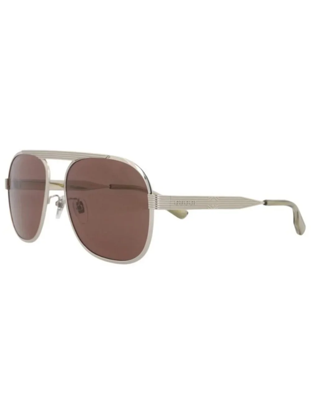 New Gucci Mens Aviator Silver Silver Brown Fashion Designer Sunglasses