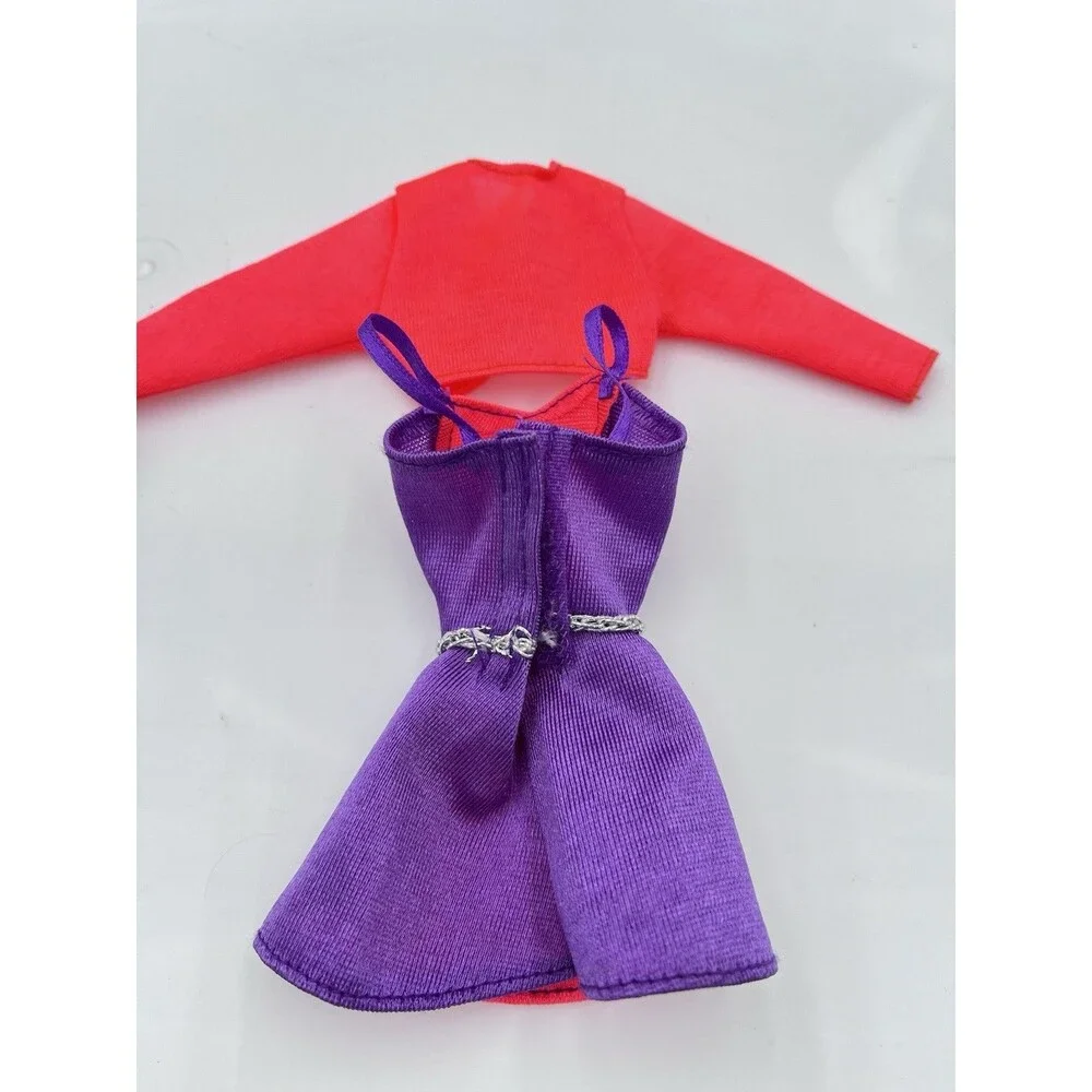 Vintage 1992 Earring Magic #7014 Barbie Doll Mini Dress Outfit Hot Pink W/ BELT