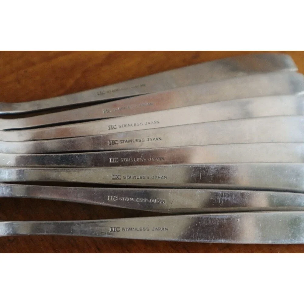 Lot 8x Imperial International IIC DAVOS Stainless Black Floral Table Spoon 7.5