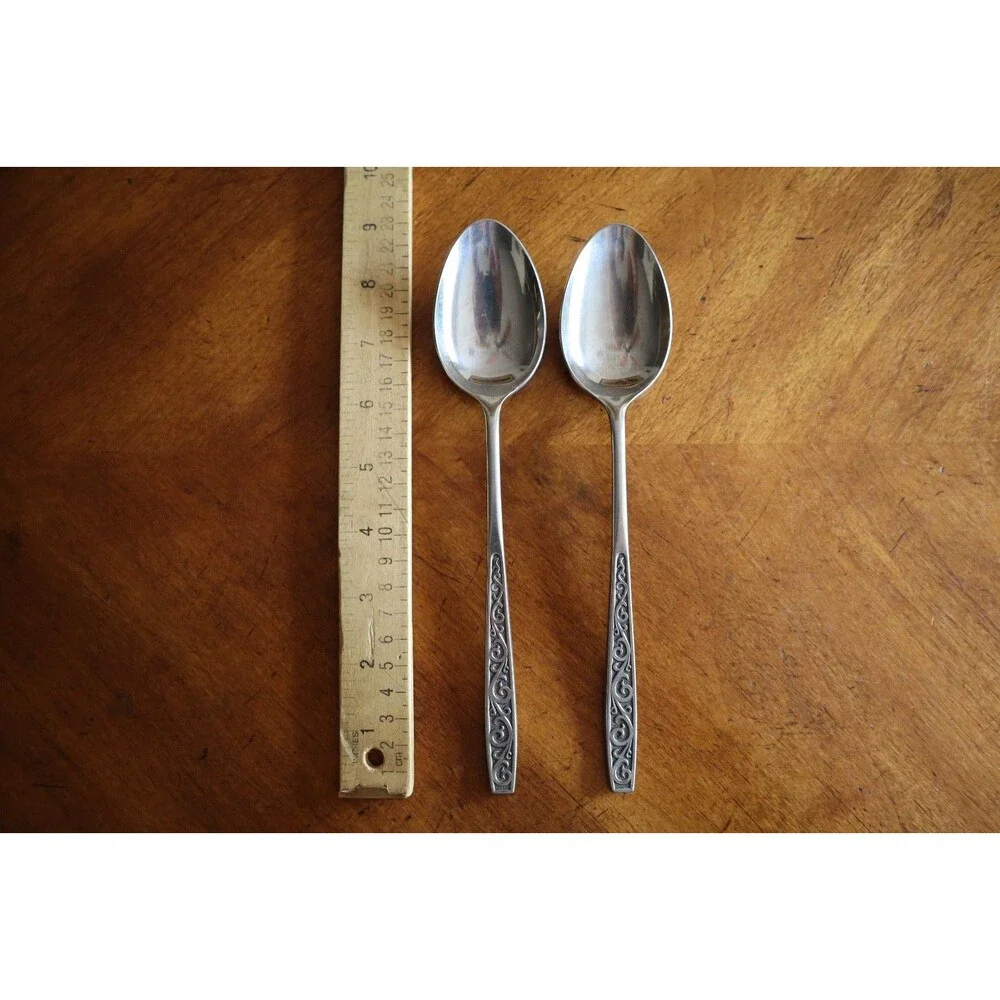 Lot 2x Imperial International IIC DAVOS Stainless Solid Serving Spoons 8.7
