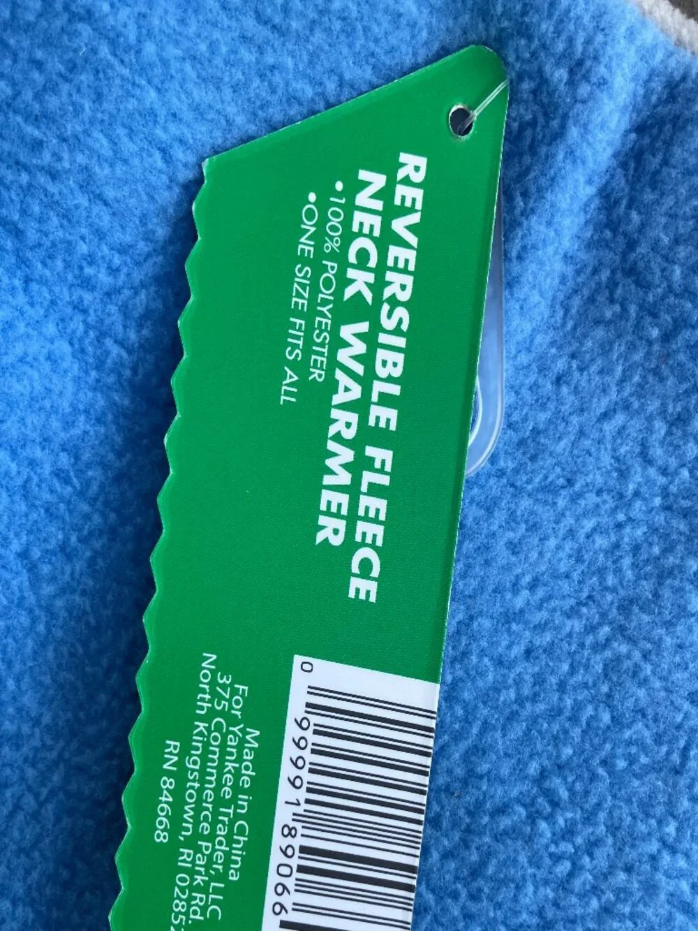 NEW NWT Reversible Fleece Neck Warmer Blue One Size