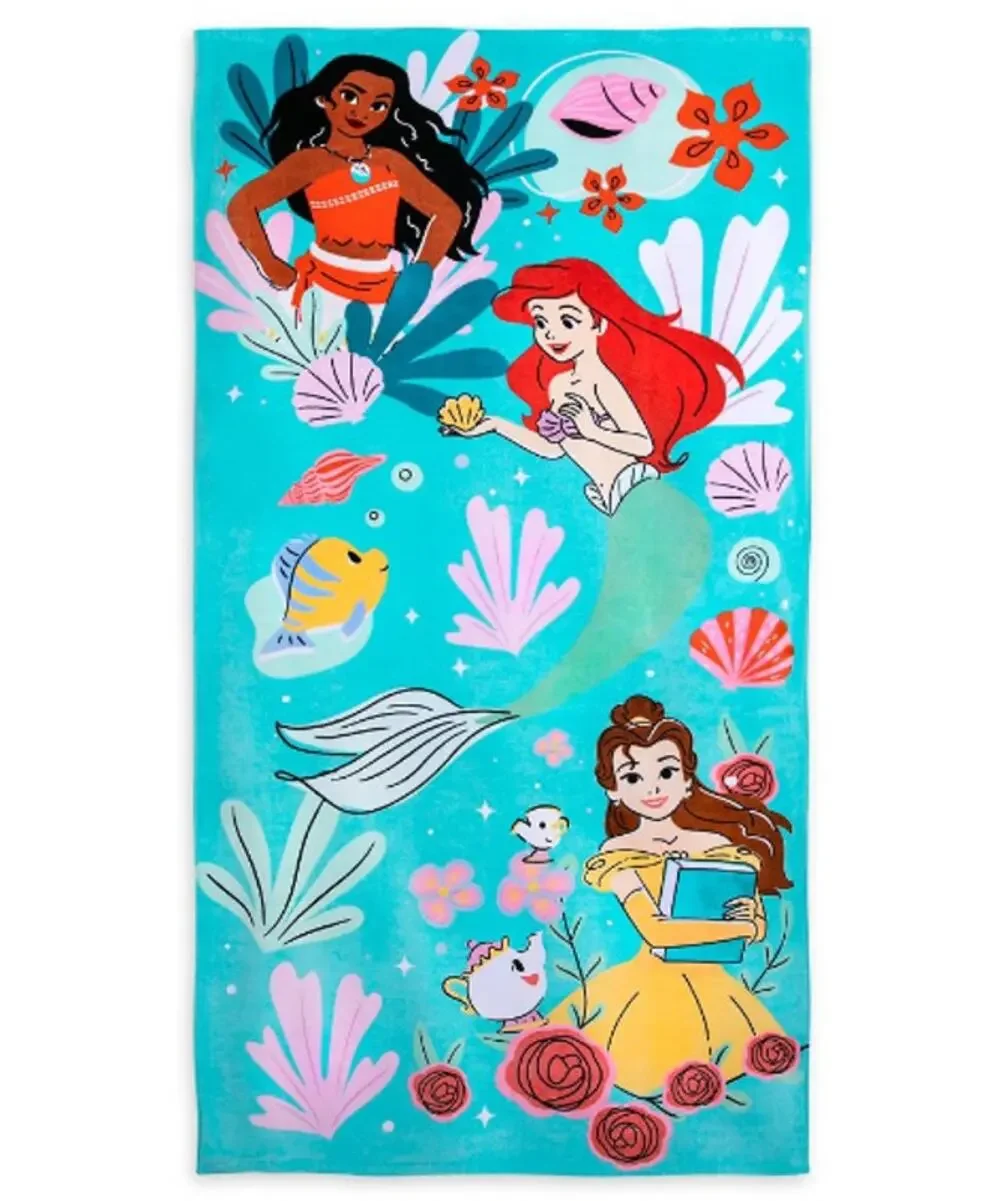 Disney Princess Beach Towel Ariel Moana Belle Flounder Cotton Pool Towel NEW
