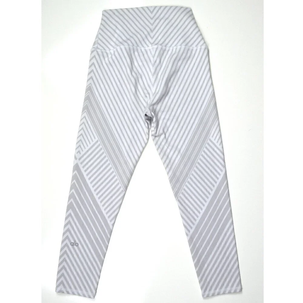 alo Diagonal Stripe Santa Fe White Crop Legging XS