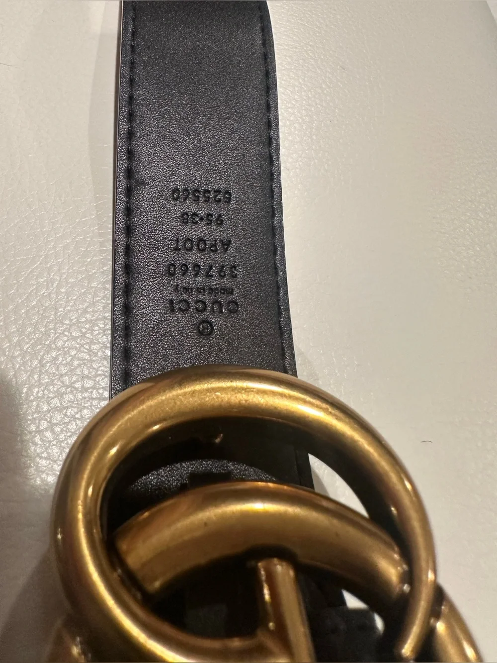 NEW Gucci Marmont Gold Star Studs Double G Black Leather Belt 95 38 625560 Rare