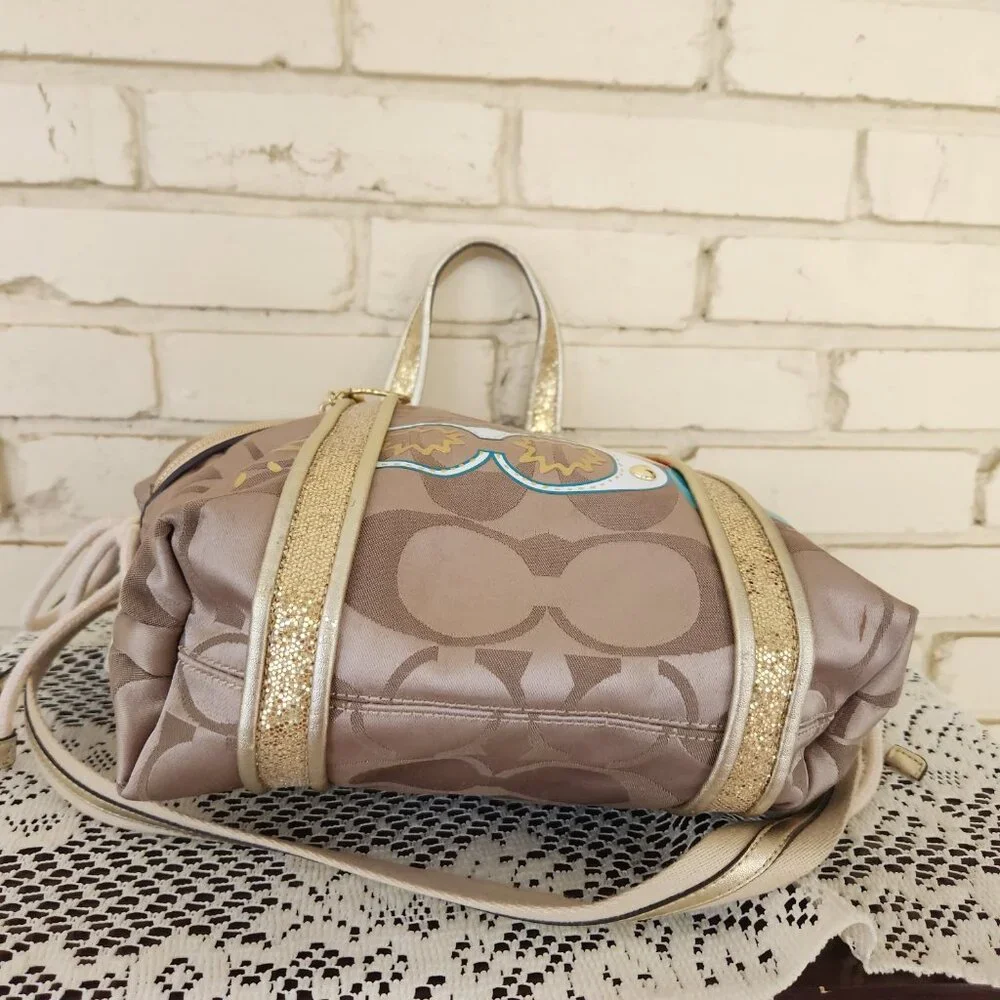Coach Poppy Glam Applique 2 Way Shouler Bag Handbag Purse