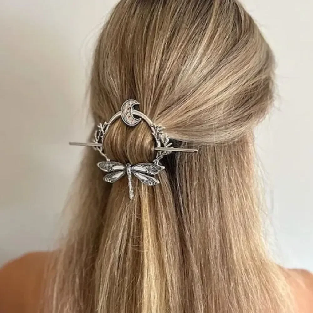 Silver Dragonfly Hair Clip K37