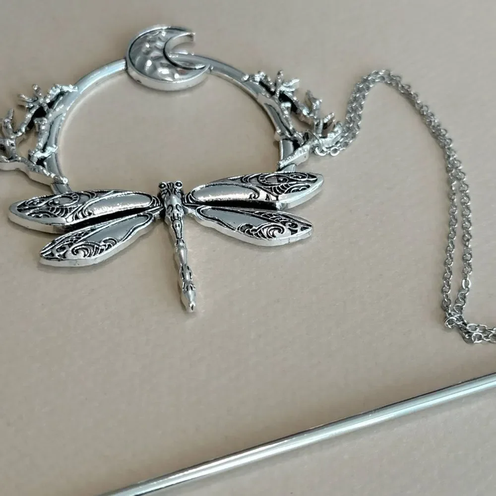 Silver Dragonfly Hair Clip K37