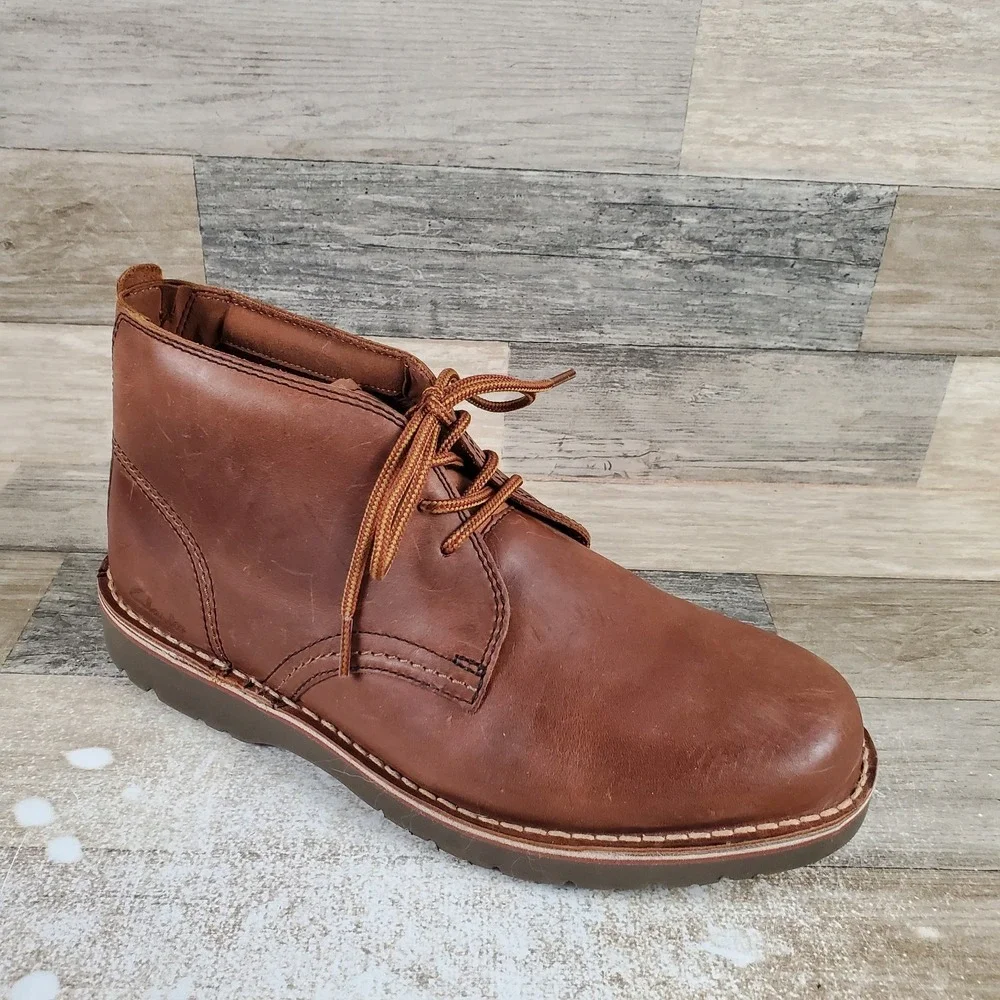 Clarks Eastridge Mid Mens‎ Chukka Boots Sz 9.5 Brown Leather Lace Up Ankle Boot