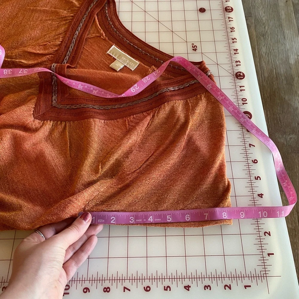 Michael Kors beautiful boho orange sunset blouse summer top size XS