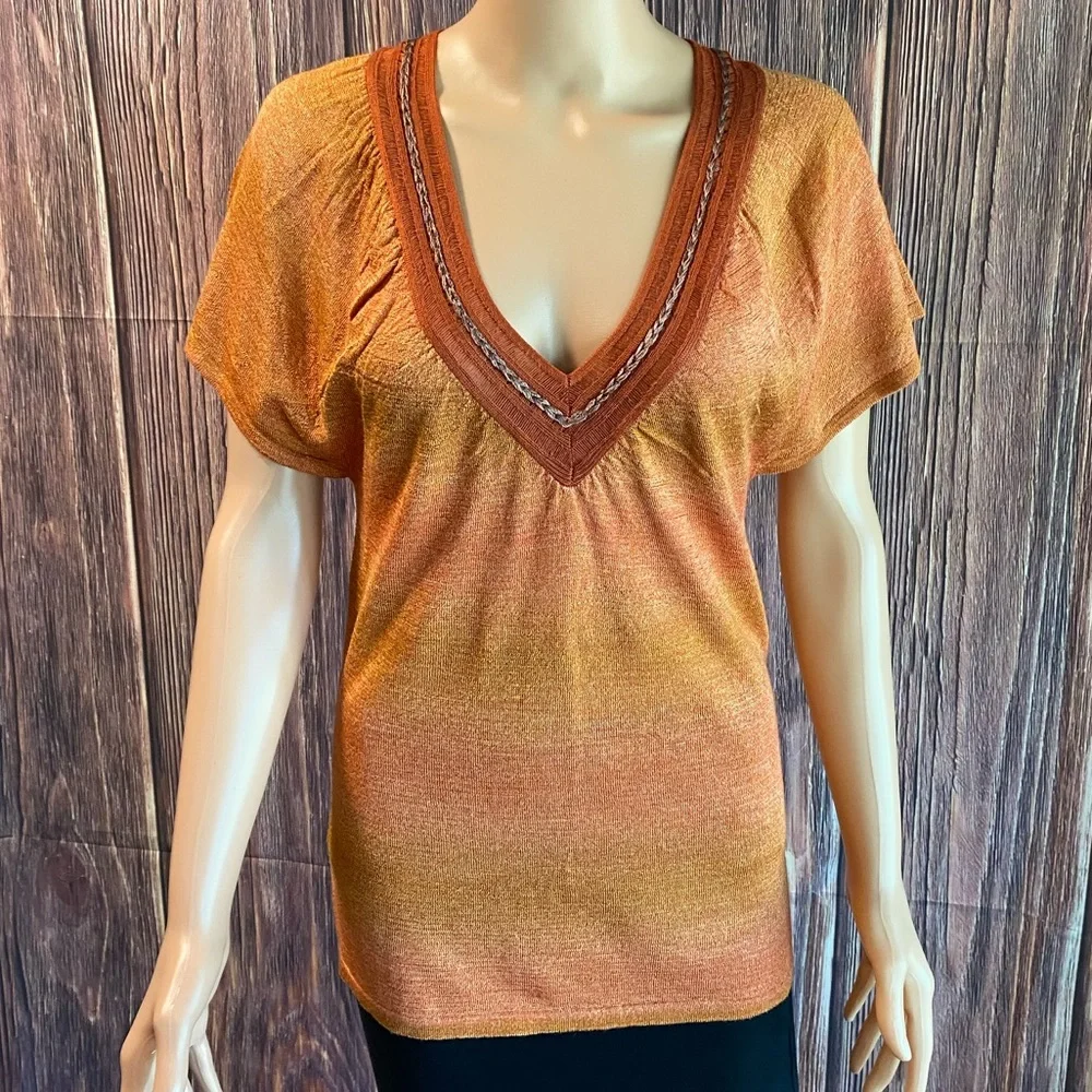 Michael Kors beautiful boho orange sunset blouse summer top size XS