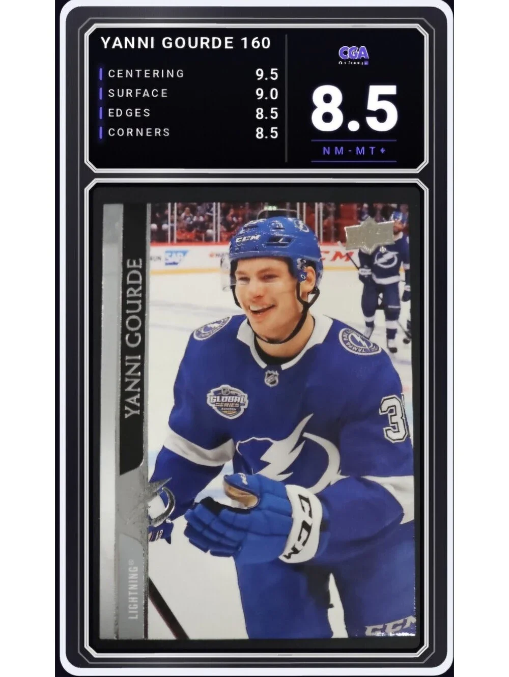 2020-21 Upper Deck #160 Yanni Gourde Tampa Bay Lightning - CGA 8.5 Digital Grade