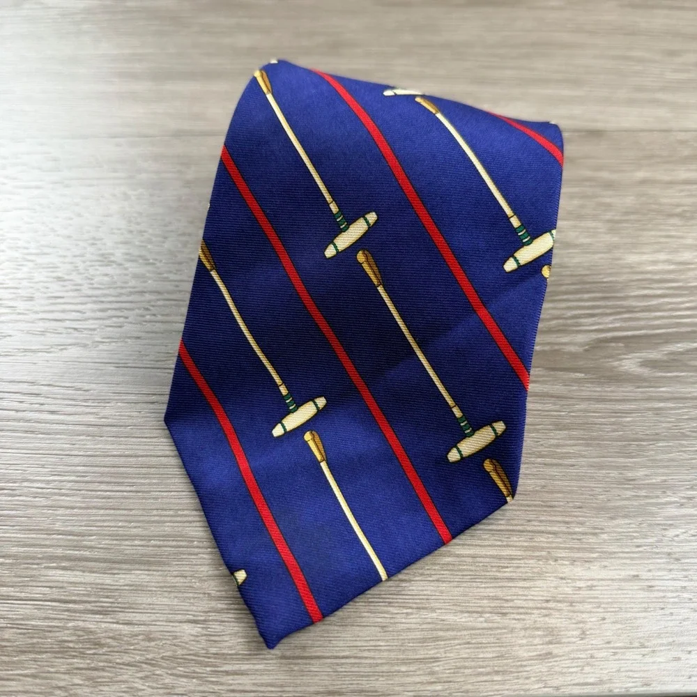 Polo Ralph Lauren Men Necktie Silk Polo Mallet Stripe Blue OS
