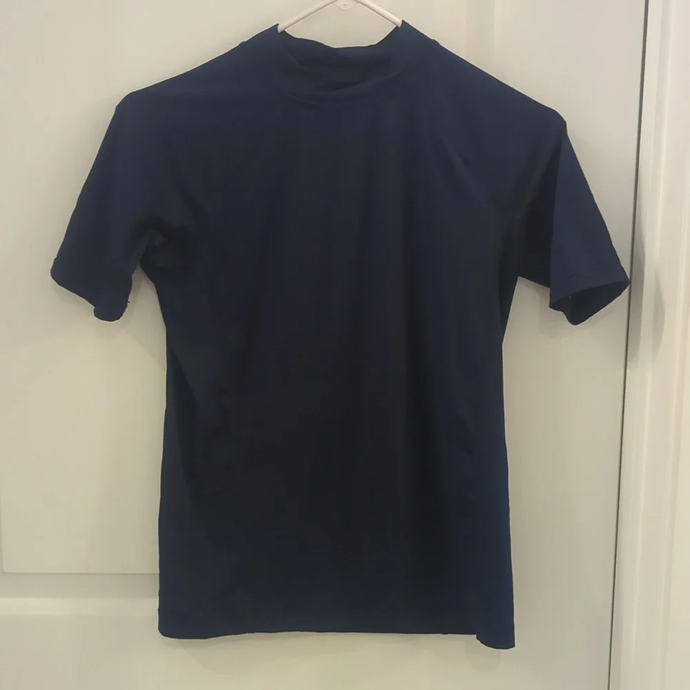 Lands' End Blue and Yellow Swim Trunks Vibrant Design And Blue Rash guard