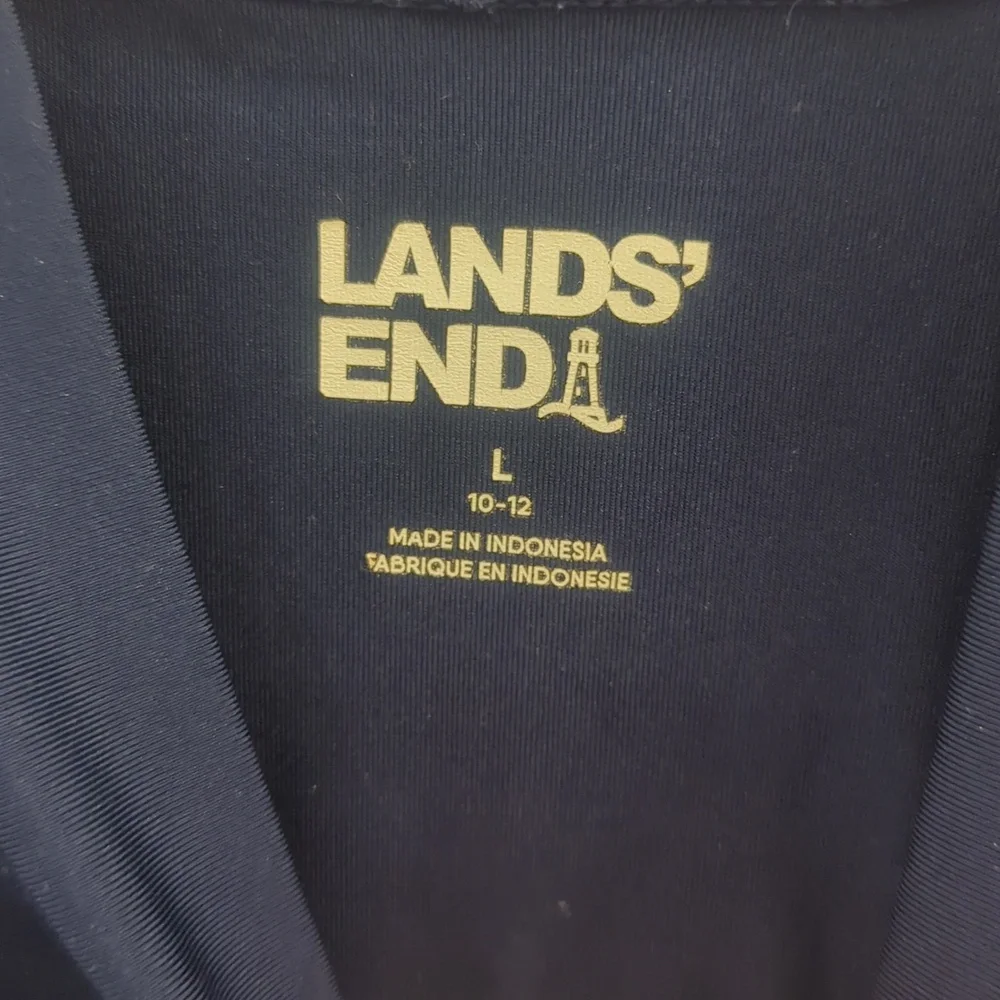 Lands' End Blue and Yellow Swim Trunks Vibrant Design And Blue Rash guard
