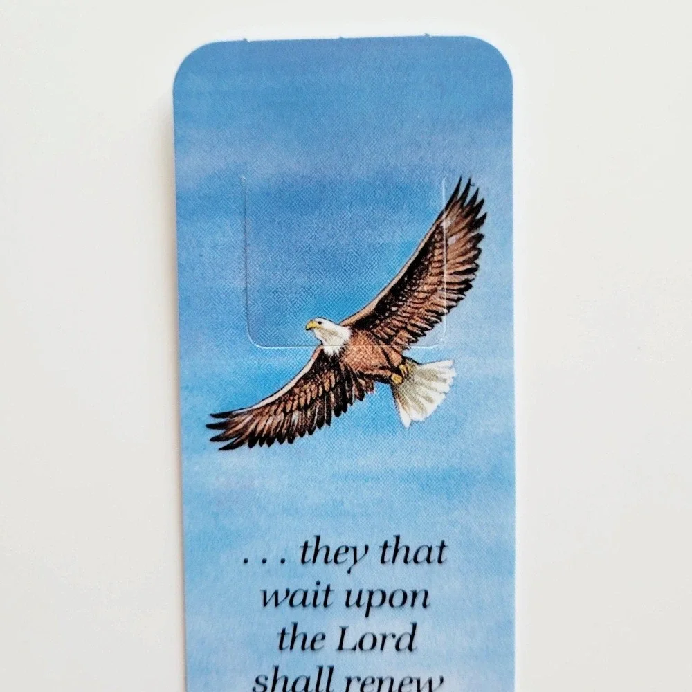 Vintage 80s Bald Eagle Tab Bookmark, soaring Isaiah Scripture, 1983 Antioch S067