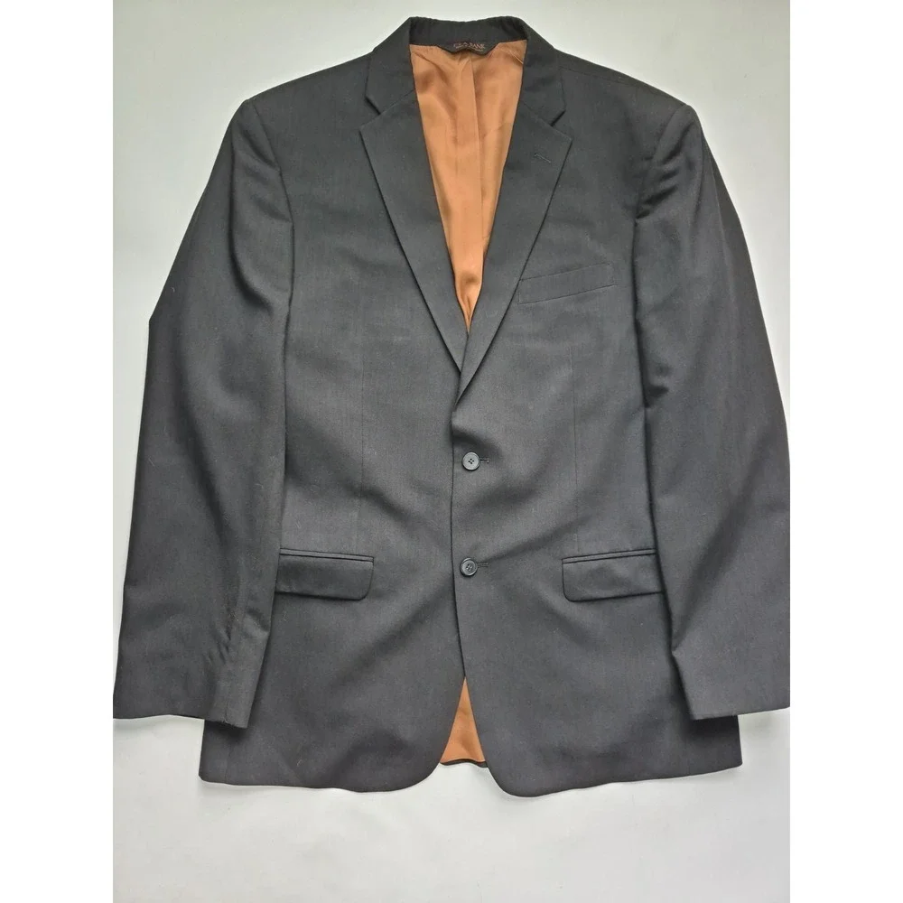 Jos A Bank Mens Slim Fit Wool Sports Coat 41L Black 2 Button Blazer Long