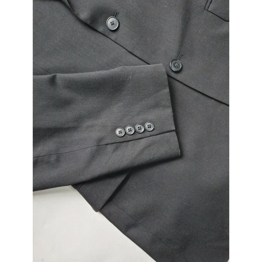 Jos A Bank Mens Slim Fit Wool Sports Coat 41L Black 2 Button Blazer Long