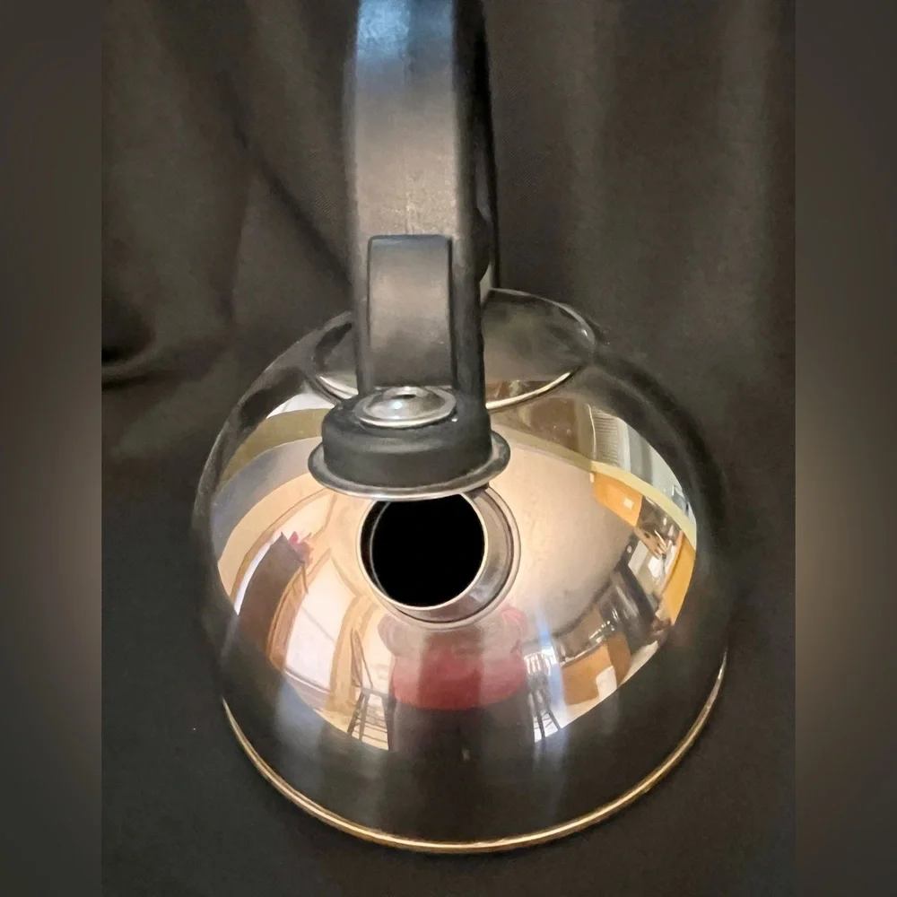 Vintage Copco 1213 Stainless Steel Copper Bottom Whistling Tea Kettle Small 6x7”