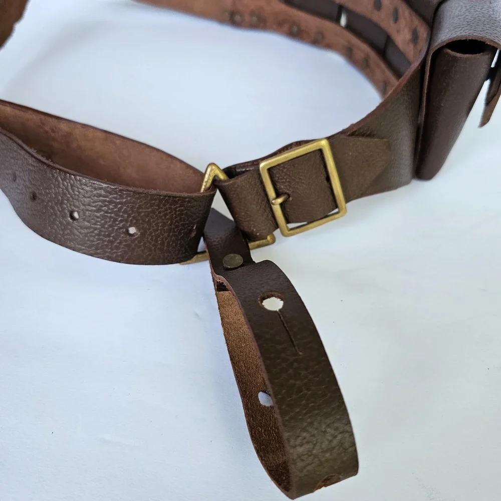Vintage Leather British P1903 Bandolier Belt 5 Pouch Cosplay Steampunk Accessory
