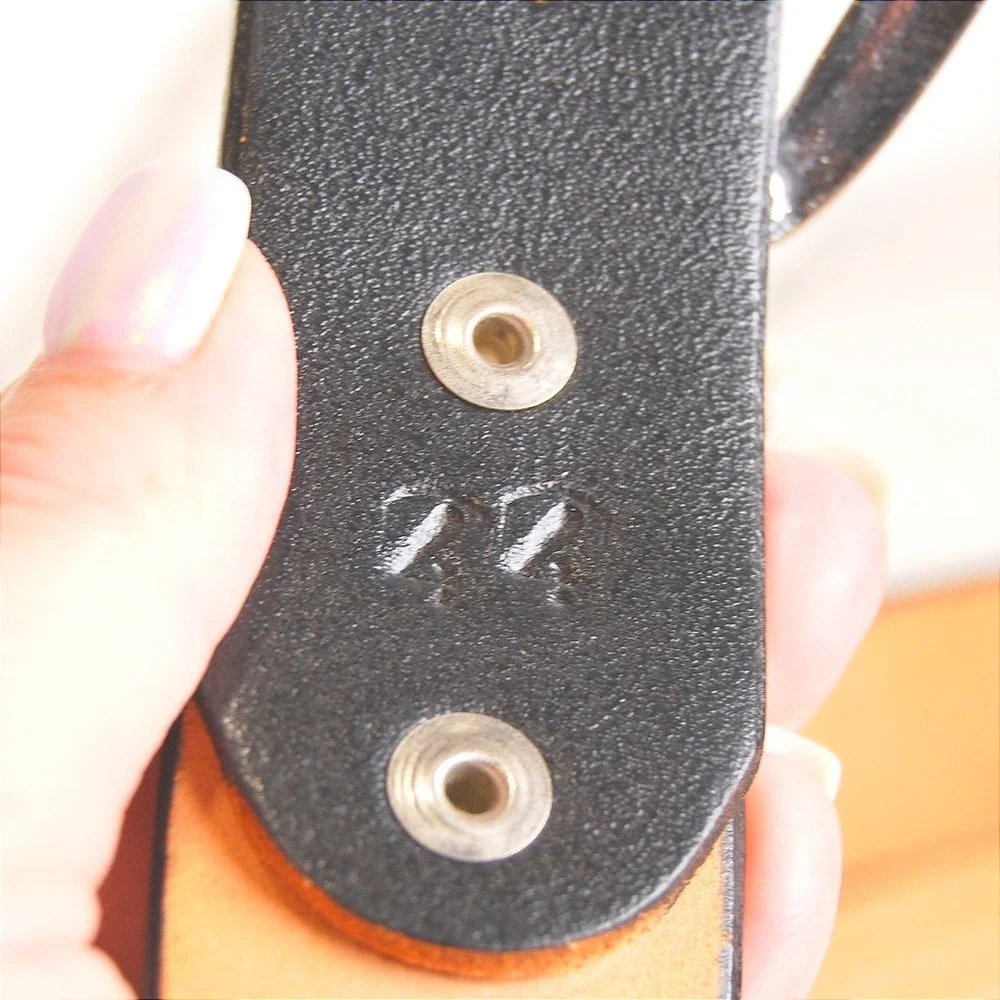 Men's Black Leather‎ Belt size 44 Cinturon Anca de Porto Adjustable