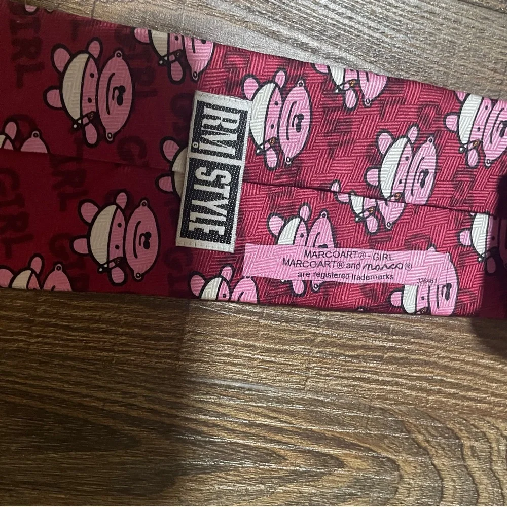 IT'S A GIRL-MARCOART Silk Tie Pink/Red RALPH MARLIN gender reveal,‎ announcement